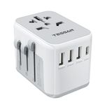 Universal Travel Adapter with USB C, International Travel Adapter with 4 USB Ports, TESSAN Worldwide Plug Adapter Travel Essentials for Canada to Europe France Germany Spain Ireland Australia