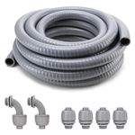 DWALE Liquid-Tight Conduit and Connector Kit,Flexible Non Metallic Liquid Tight Electrical Conduit,1-1/4inch25ft Electrical Conduit Kit,with4 Straight and2 Angle Fittings Included,1-1.4 in. Dia