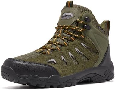 SHULOOK Men's Waterproof Hiking Boots Non-Slip Lightweight Mid Top Ankle Boot Breathable Hiker Trekking Shoes