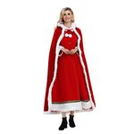 VAPICK Christmas Velvet Cloak With Hood Cape for Mrs. Claus Santa Xmas Halloween Party Cosplay Costumes (Red, Large)