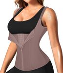 Nebility Waist Trainer for Women Corset Shapewear with Zipper Women's Waist Cincher Tank Top with Adjustable Straps (Purple Brown,Small)