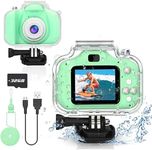 Kids Waterproof Digital Camera Gifts for 6 7 8 9 10 Year Old Action Kids Camera for Age 3-12 Christmas Birthday Gifts Underwater Video Recorder with 32GB SD Card (Vibrant Green)