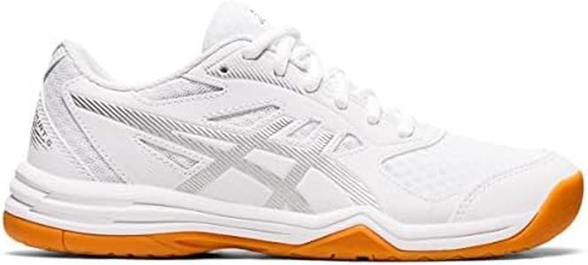 ASICS Women's Upcourt 5 Volleyball Shoes, 10, White/Pure Silver