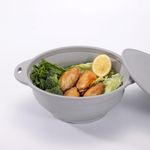 Jovilife Collapsible Bowl Set 64 oz Collapsible Salad Bowl Collapsible Bowl with Lid Silicone Foldable Bowl Camping Bowl Set (Grey)