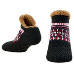 CityComfort Slipper Fluffy Socks for Women Men Heat Holding Sock Knitted Socks Wool Sherpa Fuzzy Bed Slippers One Size Non Slip (Black)