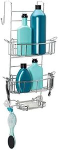 Zenna Home Hanging Shower Caddy, Over The Door, Rust Resistant, with 2 Storage Baskets, Soap Dish, Razor Holders and Hooks, Bathroom or Kitchen Shelf Organizer, No Drilling, Chrome