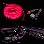 MaxLax Pink El Wire with 6mm Sewing Edge, 10m neon Wire 12V with Fuse Protection for Automotive Car Interior Decoration