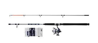 Shakespeare SALT Boat Basher Combo Set, Fishing Rod and Reel Combo, Spinning Combo Includes Hard Case Tackle Box, Lures and End Tackle, Sea - Boat Fishing, Unisex, Blue & White, 2.40m | 100-300g