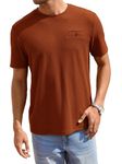 TAGDO Men's Waffle Knitted Crew Neck Regular Fit Tees (Waffle-5154-Rust-XXL)