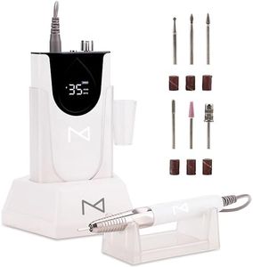 M Max - Professional Nail Drill Machine - 2-in-1 Brushless Motor Nail File - Electric, Cordless, Aluminium Alloy Casing, 35000 RPM, HD Display - Perfect for Salon & Home Use (White)