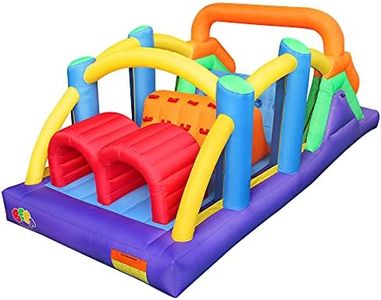 BESTPARTY Inflatable Obstacle Course Bounce House Castle with Large Slides Bounce Area and Obstacles Inflatable Bouncer House Jumper with Blower