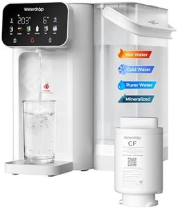 Waterdrop CT01 Countertop Water Filter System, Hot and Cold Water Dispenser with 6-Stage Filtration[𝐍𝐎𝐓 𝐑𝐎], 5 Temperature Options, Upgraded Product for Water Boiler, Touchscreen, White