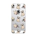 Blingy's for iPhone SE Case(3rd Gen) 2022/iPhone SE Case (2nd Gen) 2020/iPhone SE Case (4.7inch),Pug Pattern Cute Dog Design Cartoon Animal Style Transparent Soft TPU Protective Clear Case (Pug Style)