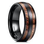 King Will Nature 8mm Mens Domed nature Koa Wood Inlay Black Tungsten Carbide Ring Wedding Band 11
