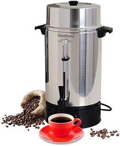 West Bend 33600 Coffee Urn Commercial Highly-Polished Aluminum NSF Approved Features Automatic Temperature Control Large Capacity with Fast Brewing and Easy Clean Up, 100-Cup, Silver