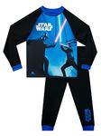 Star Wars Pajamas | Long Sleeve Luke Skywalker vs Darth Vader Pajamas for Kids | Blue | 7 |Official Merchandise