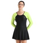 Boldfit Swimming Costume for Women One Piece Peplum Swimsuit for Women Skirt Style Swimwear for Women, Ladies Swimming Suit for Women Women Swimming Costume Dress Short Suits for Women Blackgreen XL