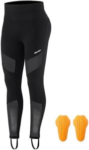 RSYSO Womens Motorcycle Pants, High Waist Booty Lifting Scrunch Leggings with CE2 Removable Knee Pads, Sweat-Wicking Squat-Proof & Reflective for Riding - Black