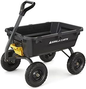 Gorilla Carts 7GCG-NF Heavy-Duty Poly Dump Cart with No-Flat Tires, 7 cu ft, 1200 lb Capacity, Black