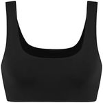 ODODOS Square Neck Sports Bra for Women Wirefree Non Padded Yoga Tank Workout Crop Tops, Black, X-Small