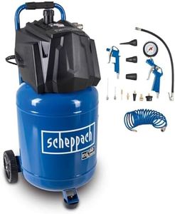 Scheppach Druckluft Kompressor stehend HC35V | 10bar Druck | 30L Kessel | 230V / 1500W | Ansaugleistung 180 l/min | ölfrei & wartungsarm | Druckminderer & 2 Kupplungen | inkl. 14-tlg. Zubehörset
