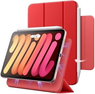 JETech Custodia Magnetica Compatibile con iPad mini (A17 Pro, Modello 2024, 7a Generazione) / mini 6 (Modello 2021, 6a Generazione), Cover Sottile con Auto Svegliati/Sonno (Rosso)