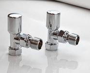 Greenedhouse Malmo Chrome Angled Towel Rail Valve. 15mm /1/2'' Radiator Valve