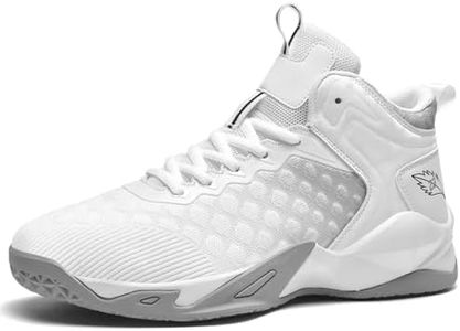 Chaussures D'entraînement De Basket - Ball pour Hommes à La Mode Baskets Hautes Chaussures De Course Chaussures De Course(48 EU, White)
