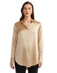 LilySilk SOS Silk Blouse Oversized 100% Mulberry Silk Shirt for Women Long Sleeve Button Up Ladies Silk Top Elegant Office Luxury,Light Camel XL
