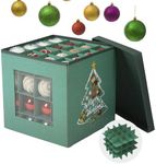 Premium Waterproof & Dustproof Christmas Ornament Storage Box with lid - Holds Up to 64 Ornaments Decoration Balls, Adjustable Dividers, Large Foldable Storage Case for Sundries or Clothes