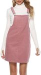 Tanming Women's Corduroy A Line Cute Jumper Pinafore Bib Overall Mini Dress Skirt (Pink-M)
