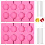 Silicone Lollipop Molds Candy Molds Silicone Sucker Molds Hard Candy Mold & 2x8 Rounds Nonstick Lollipop Mold with 20 Sticks for Candies,Bread,Jellies,Chocolate,Etc