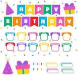 Decorably 89 Pcs Confetti Happy Birthday Bulletin Board Set for Classroom - Classroom Birthday Board Classroom, Birthday Bulletin Board Decorations, Birthday Wall Decorations Classroom