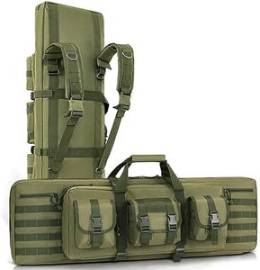DULCE DOM Rifle Bag, Soft Double Rifle Case for Storage and Transportation, Portable Long Gun Case Carrying Backpack with Molle for Shooting Range Hunting Outdoors, 36/42/48 Inch (Green, 48"x 12")