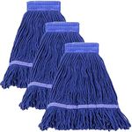 KLHB-YF Looped End Wet Mop Head,Commercial Mop Head–Cotton String Mop Replacement Head,6 Inch Universal Headband, Mop Head Replacement for Home, Industrial and Commercial Use-Blue（3 Pack）