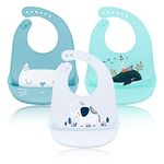 Cerolopy 3 Pcs Silicone Baby Bibs, Waterproof Baby Bibs Set for Boys Girls