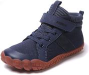 KUBUA Kids High Top Barefoot Shoes Boys Girls Minimalist Sneakers Lightweight Comfort Zero Drop Shoes Blue 7 Big Kid