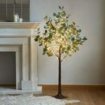 LITBLOOM Lighted Eucalyptus Tree 4FT 160 Fairy Lights, Artificial Plant Tree with Lights for Indoor Outdoor Home Wedding Room Decoration