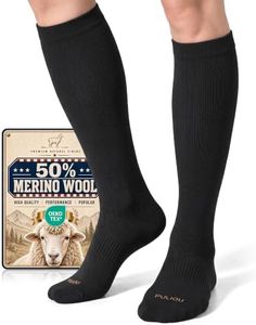 PULIOU Merino Wool Compression Socks for Women Men,15-20 mmHg | Knee High,Breathable,Comfortable,Graduated Compression,for flying,travel,athletic,work,nurse,daily wear
