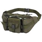 Azarxis Tactical Waist Pack Military Fanny Packs Hip Belt Bag Pouch Tool Organizer for Outdoor Hiking Climbing Fishing Hunting Bum Bag (Army Green)