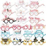 DPKOW 21pcs Funny Wedding Party Glasses Photo Props, Paper Hen Party Glasses for Bridal Shower Wedding Favor Accessories, Just Married, Mr & Mrs, Team Bride Groom, Kiss Me, Still Single, Love I'm Next