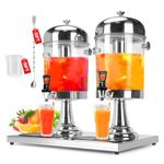 Beverage Dispenser with Stand, 4.4 Gallon/16L Stainless Steel Drink dispensers for Parties, Juice Dispenser with Ice Container, Spigot, Drip Tray, Tea Water Lemonade Dispenser, Clear Acrylic