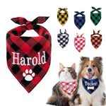 Personalized Dog Bandana Embroidered Name Custom Neckwear Dog Scarf Triangle Bibs Kerchief Pet Costume Accessories for Small Medium Large Dogs Cats Pets Birthday Gift