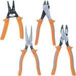 Klein Tools 9417R Insulated Plier and Wire Stripper Tool Set, Side-Cutter, Diagonal-Cutter, Long-Nose Pliers, Wire Stripper, 4-Piece