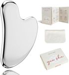 Rena Chris Gua Sha Facial Tools, Stainless Steel Guasha, Manual Massage Sticks for Jawline Sculpting and Puffiness Reducing, Facial Massage Tool, Skin-Care Tool (Silver)