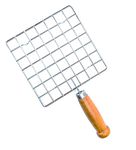 Puno Stainless Steel Square Papad Jali/Roti Roast Grill/Papad Roast Grill with Handle, 17cm, Silver