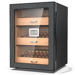 Cigar Humidor Cabinet, Storage 100-150 Counts Cigar Humidor 3 Layer, Desktop Humidors Cigars Large Wooden Carbon Fiber Humidor Cigar Box with Humidifier 3 Drawers, for Men Husband Father