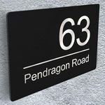 Door Number Plaques for Wall | House Numbers Plaques Outside Door | Composite Aluminium Black House Sign Plaque Number | Road Name Door Sign | 195mm X 130mm | Design 2