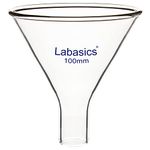 Labasics Glass Powder Funnel, Heavy Wall Borosilicate Glass Short Stem Funnel with 100 mm Top Height and 32 mm Stem Height