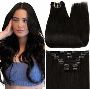 Full Shine Clip in Hair Extensions Real Human Hair Natural Black Hair Extensions Clip ins Black Clip in Hair Extensions Invisible Real Hair Clip in Extensions Human Hair Black 16 Inch 7 Pcs